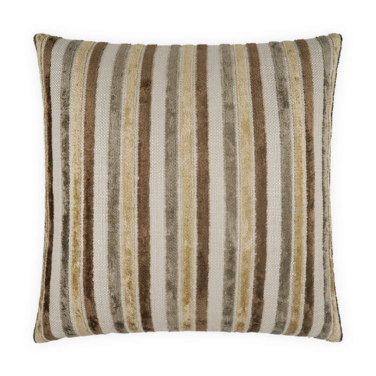 D.V. KAP HOME   24" x 24" Borderline Pillow - Mocha Stripes, Textured    - 4250-M-2424