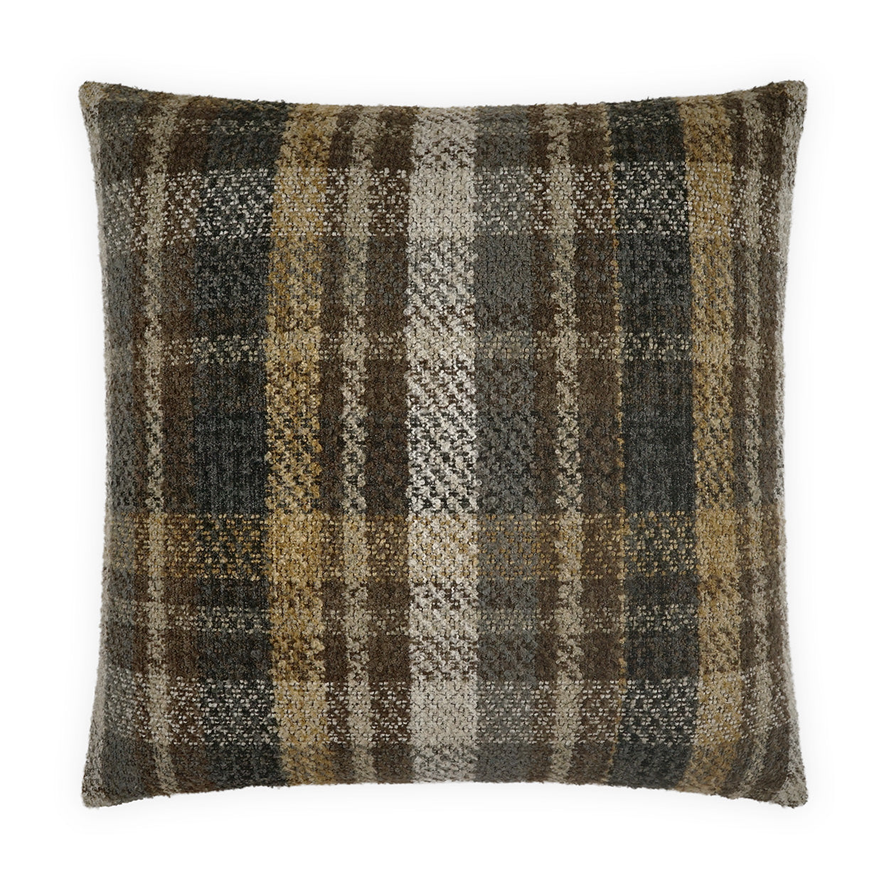 D.V. KAP HOME   24" x 24" Alistair Pillow - Cocoa Plaid - Check, Traditional, Farmhouse    - 4252-C-2424
