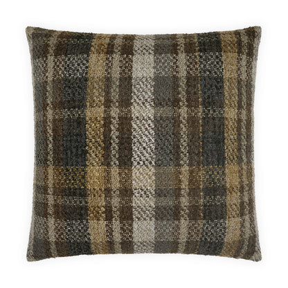 D.V. KAP HOME   24" x 24" Alistair Pillow - Cocoa Plaid - Check, Traditional, Farmhouse    - 4252-C-2424