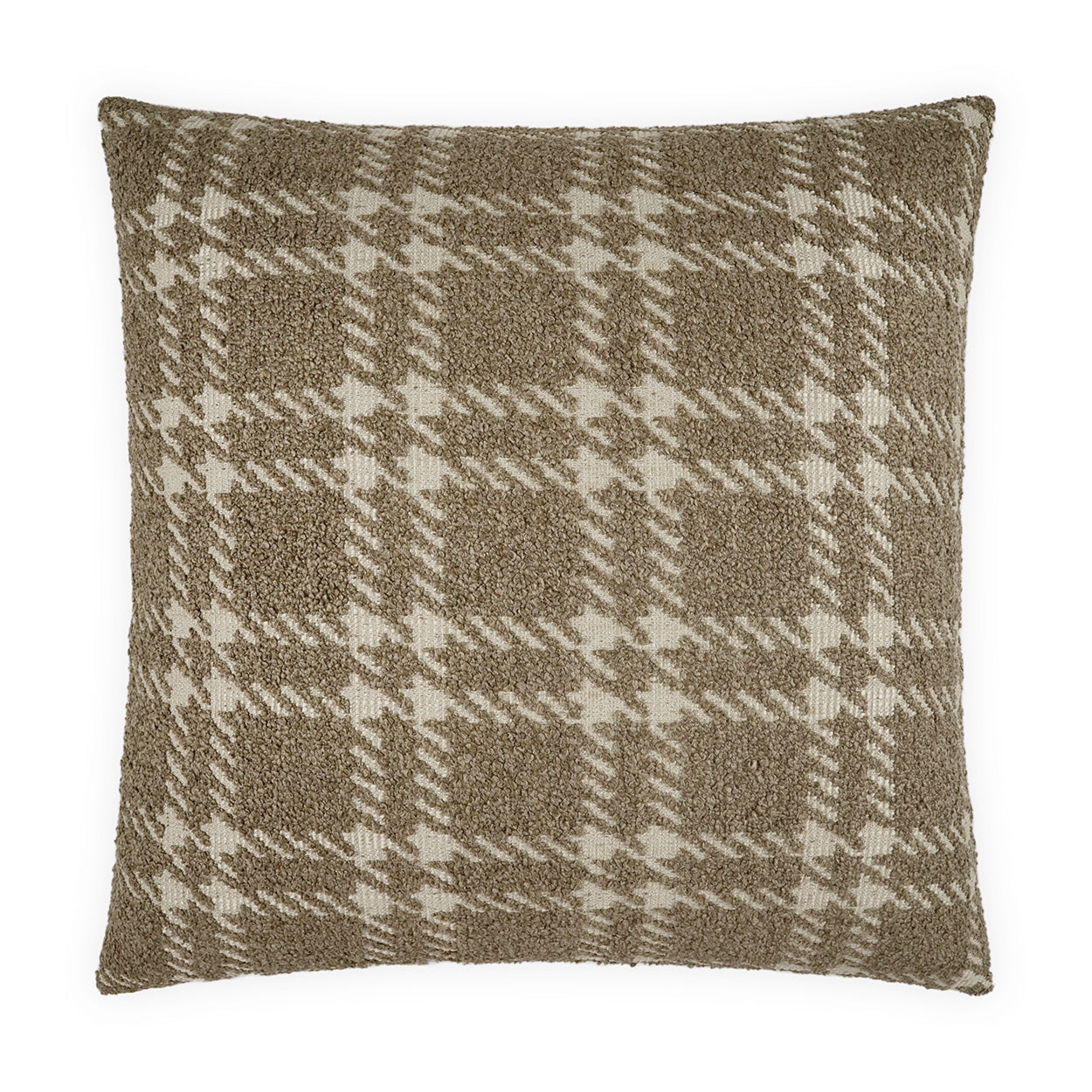 D.V. KAP HOME   24" x 24" Sherlock Pillow - Cocoa Plaid - Check, Traditional, Farmhouse    - 4255-C-2424