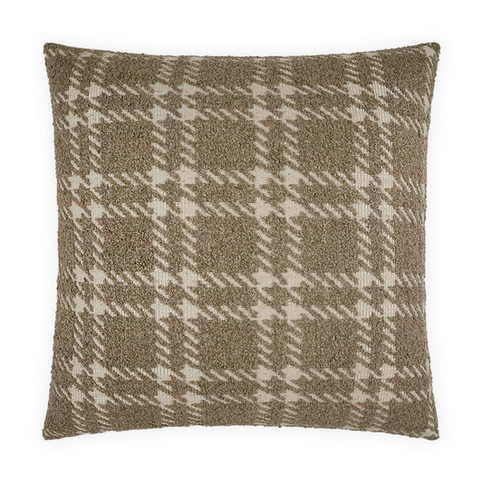 D.V. KAP HOME   24" x 24" Sherlock Pillow - Cocoa Plaid - Check, Traditional, Farmhouse    - 4255-C-2424