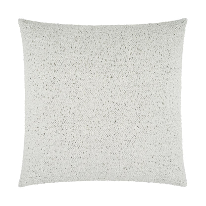 Cream boucle-knit square throw pillow with textured speckled surface, decorative home accent.