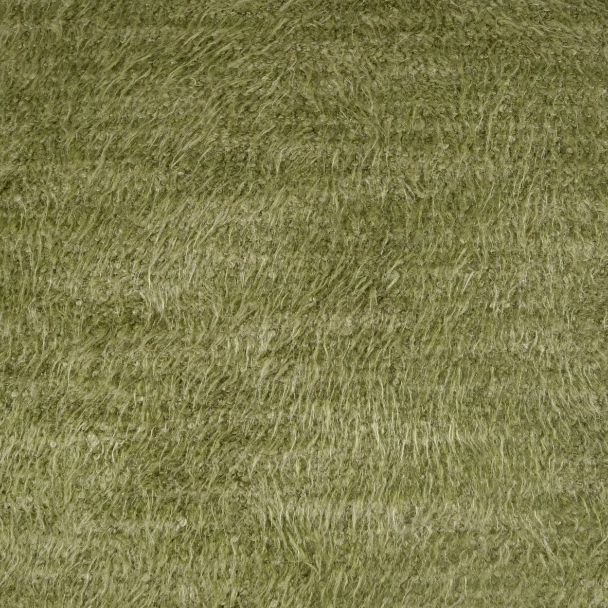 Close-up of olive-green fuzzy fabric with brushed nap, soft and plush.