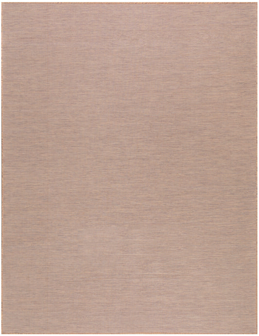 Beige flat-weave rug with subtle grid texture; warm neutral tones, rectangular and minimalist.