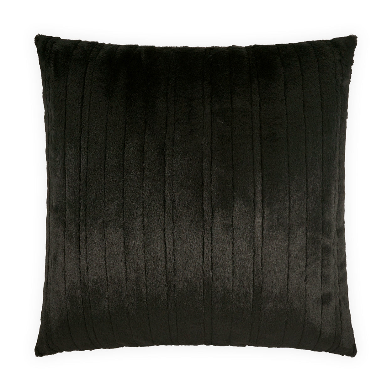 D.V. KAP HOME   24" x 24" Spalding Pillow - Black Faux Fur, Solid, Stripes    - 4295-B-2424