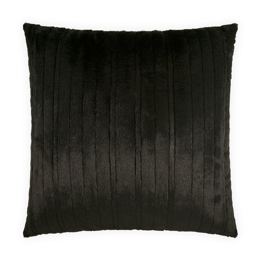 D.V. KAP HOME   24" x 24" Spalding Pillow - Black Faux Fur, Solid, Stripes    - 4295-B-2424