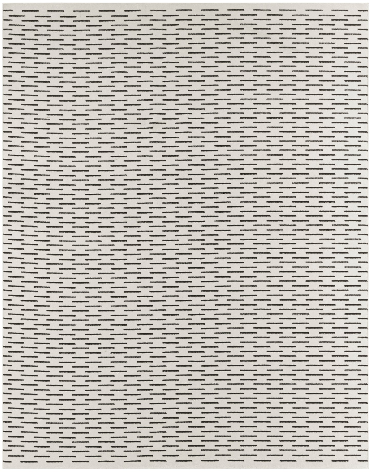 Cream background with repeating small black dash lines in diagonal rows; minimalist geometric pattern.
