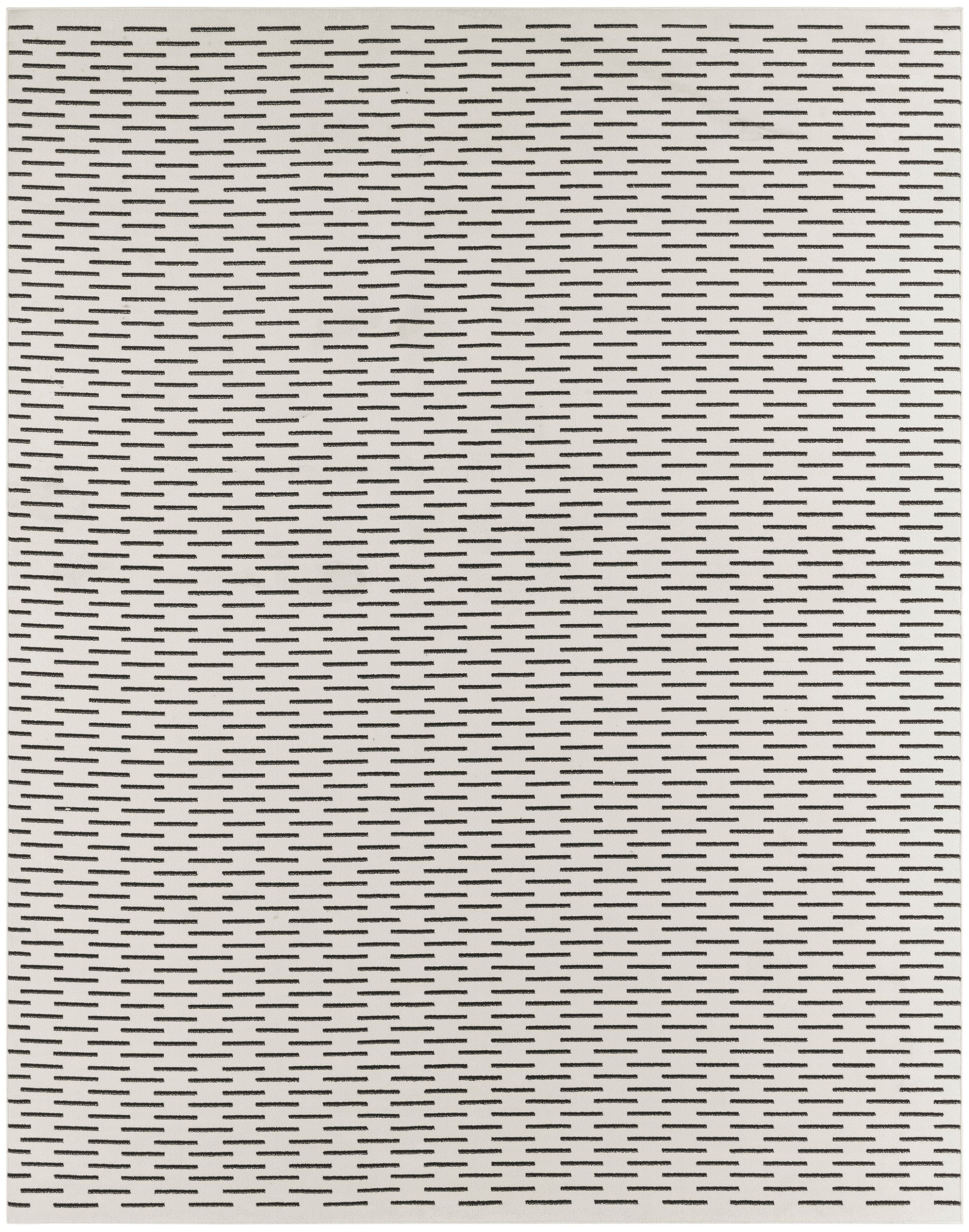 Cream background with repeating small black dash lines in diagonal rows; minimalist geometric pattern.