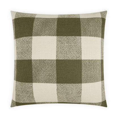 D.V. KAP HOME   24" x 24" Checked Out Pillow - Dill Plaid - Check, Farmhouse, Beach    - 4303-D-2424