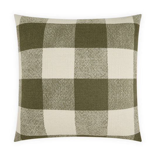 D.V. KAP HOME   24" x 24" Checked Out Pillow - Dill Plaid - Check, Farmhouse, Beach    - 4303-D-2424