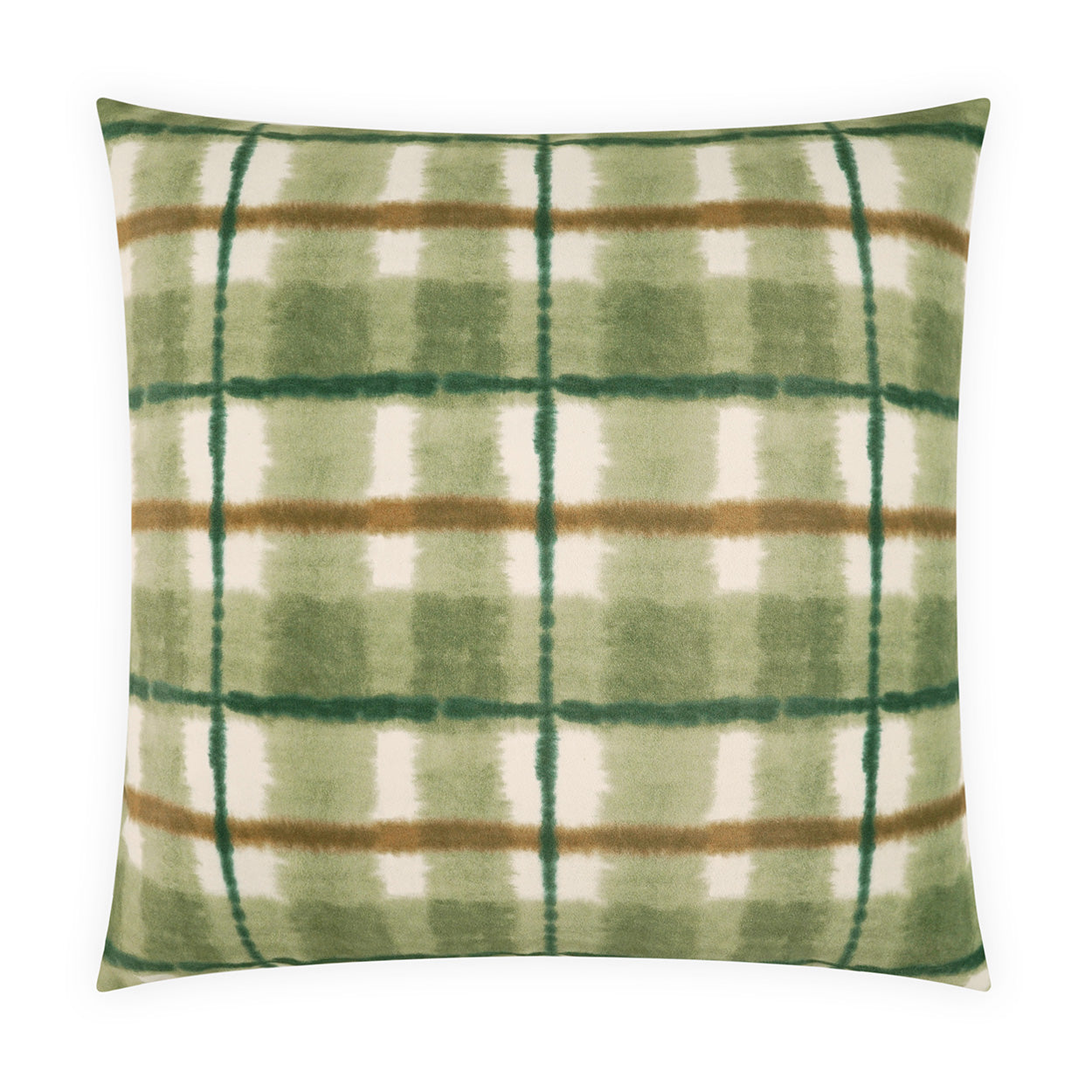 D.V. KAP HOME   24" x 24" Henley Pillow - Aloe Plaid - Check, Western Chic    - 4306-A-2424