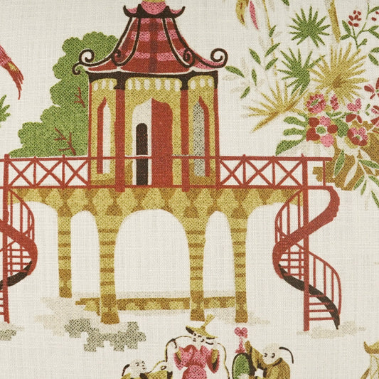 D.V. KAP HOME 4315-YARD Tongli Fabric Novelty  Gold, Red   - Tongli