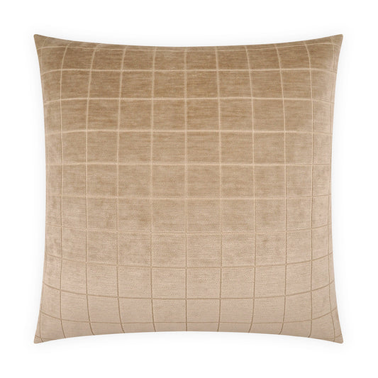 D.V. KAP HOME   24" x 24" Camden Check Pillow - Fawn Solid, Plaid - Check    - 4317-F-2424