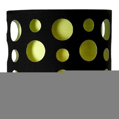 66" Steel Novelty Floor Lamp With Black And Green Drum Shade