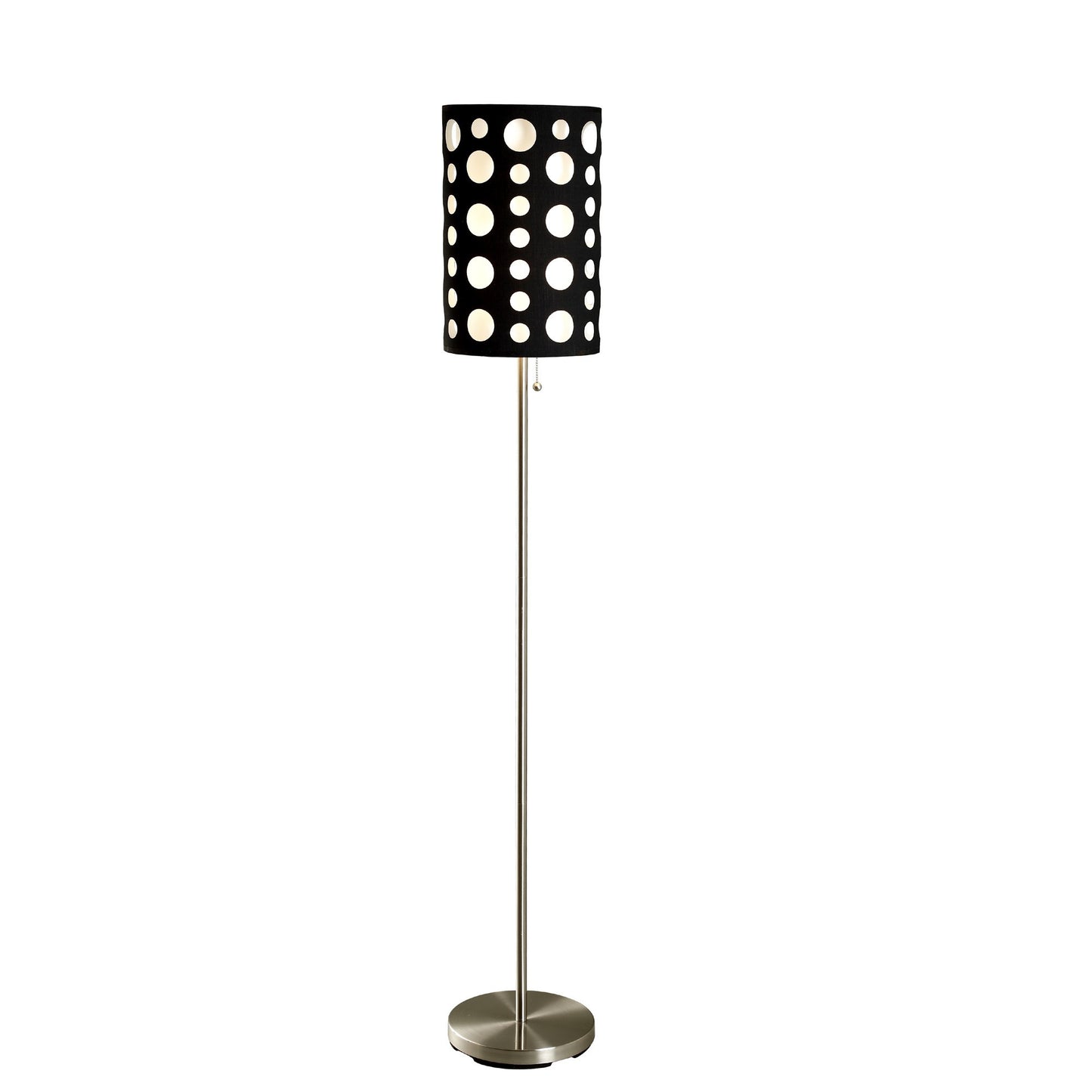 66" Steel Novelty Floor Lamp With Black And Red Drum Shade