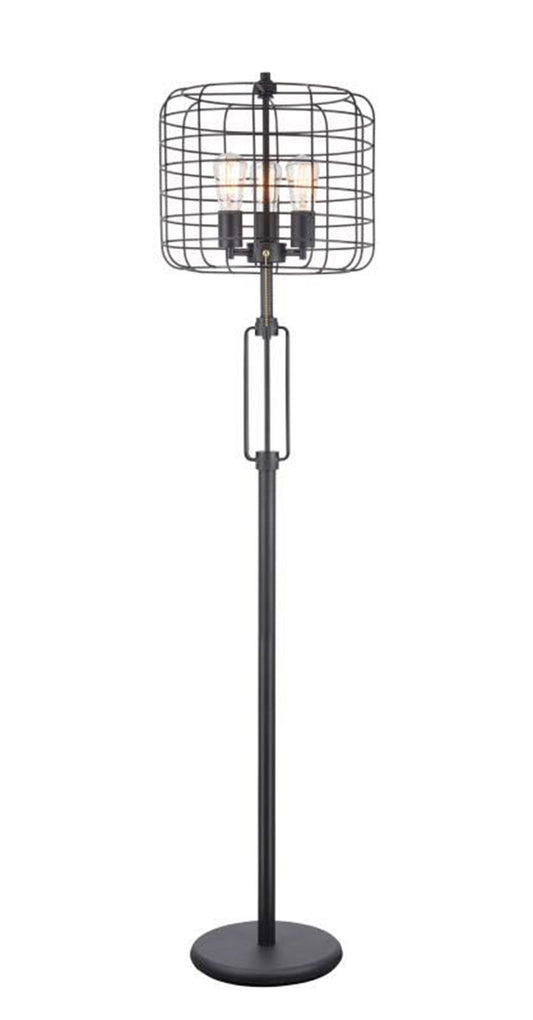 63" Black Three Lights Novelty Floor Lamp With Black Novelty Shade