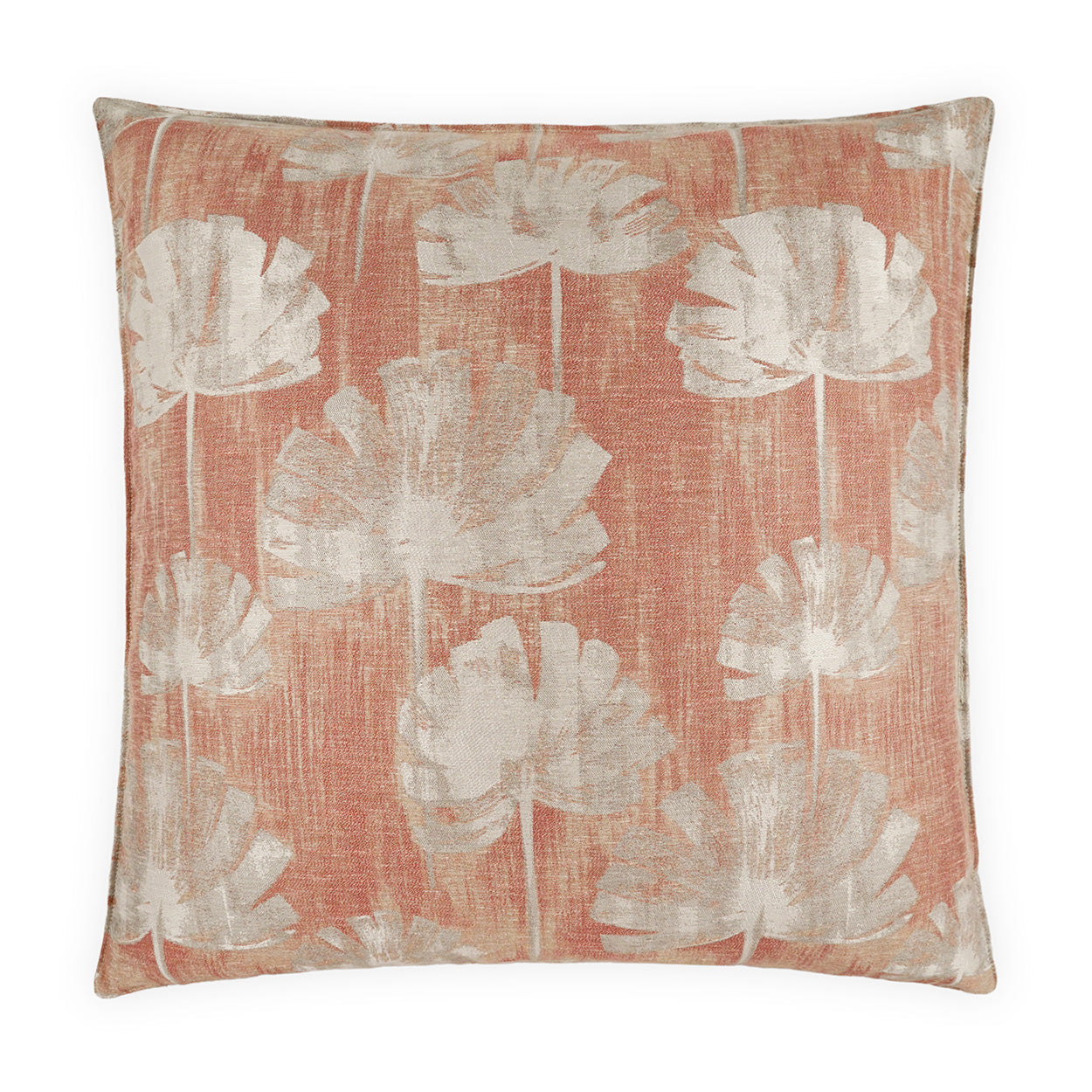 D.V. KAP HOME   24" x 24" Emberleaf Pillow - Coral Floral, Transitional, Glam    - 4318-C-2424