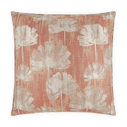 D.V. KAP HOME   24" x 24" Emberleaf Pillow - Coral Floral, Transitional, Glam    - 4318-C-2424