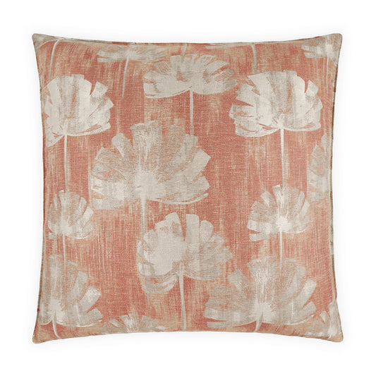 D.V. KAP HOME   24" x 24" Emberleaf Pillow - Coral Floral, Transitional, Glam    - 4318-C-2424