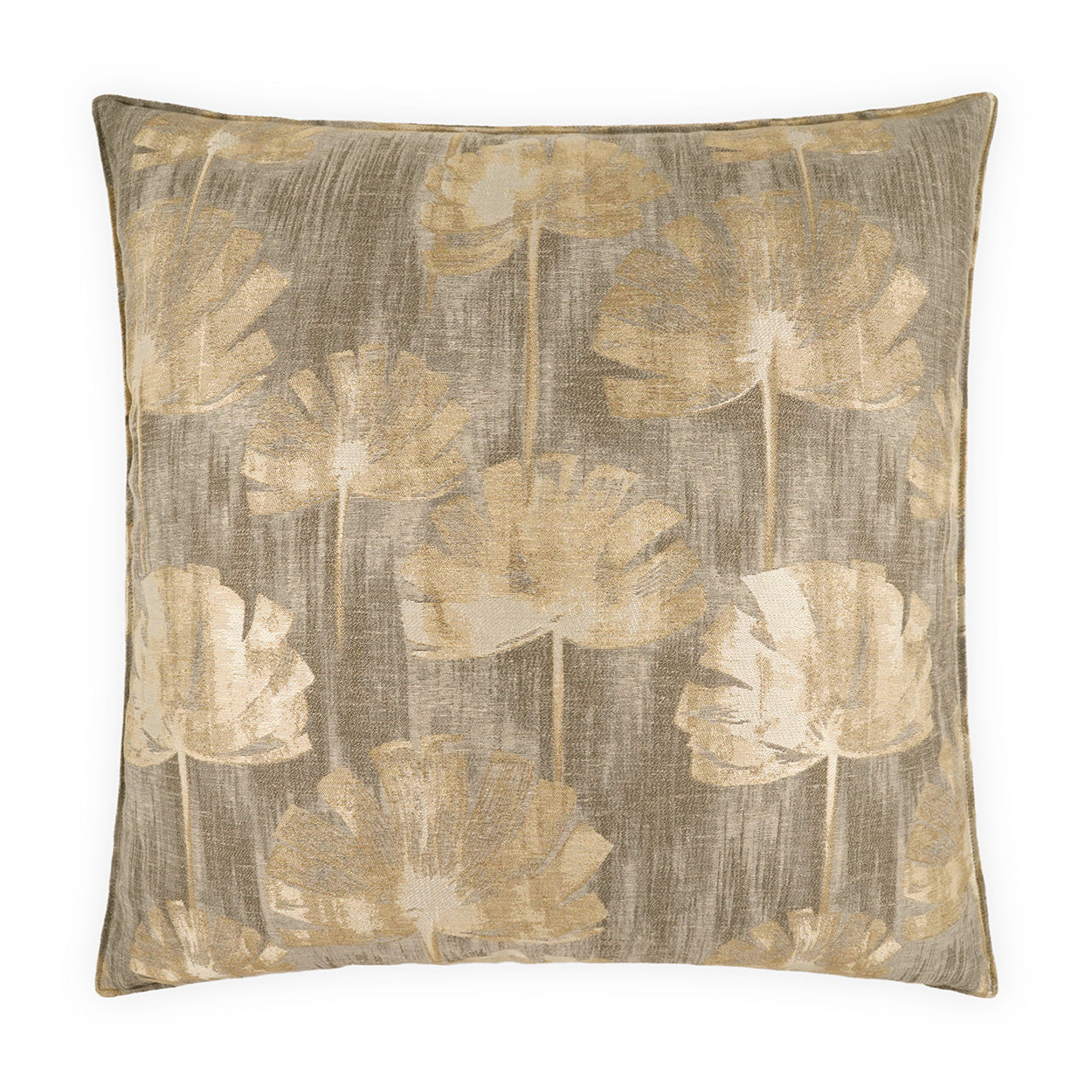 D.V. KAP HOME   24" x 24" Emberleaf Pillow - Taupe Floral, Transitional, Glam    - 4318-T-2424