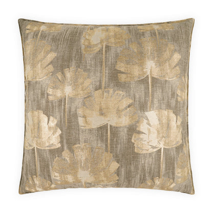 D.V. KAP HOME   24" x 24" Emberleaf Pillow - Taupe Floral, Transitional, Glam    - 4318-T-2424