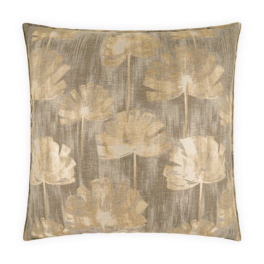 D.V. KAP HOME   24" x 24" Emberleaf Pillow - Taupe Floral, Transitional, Glam    - 4318-T-2424