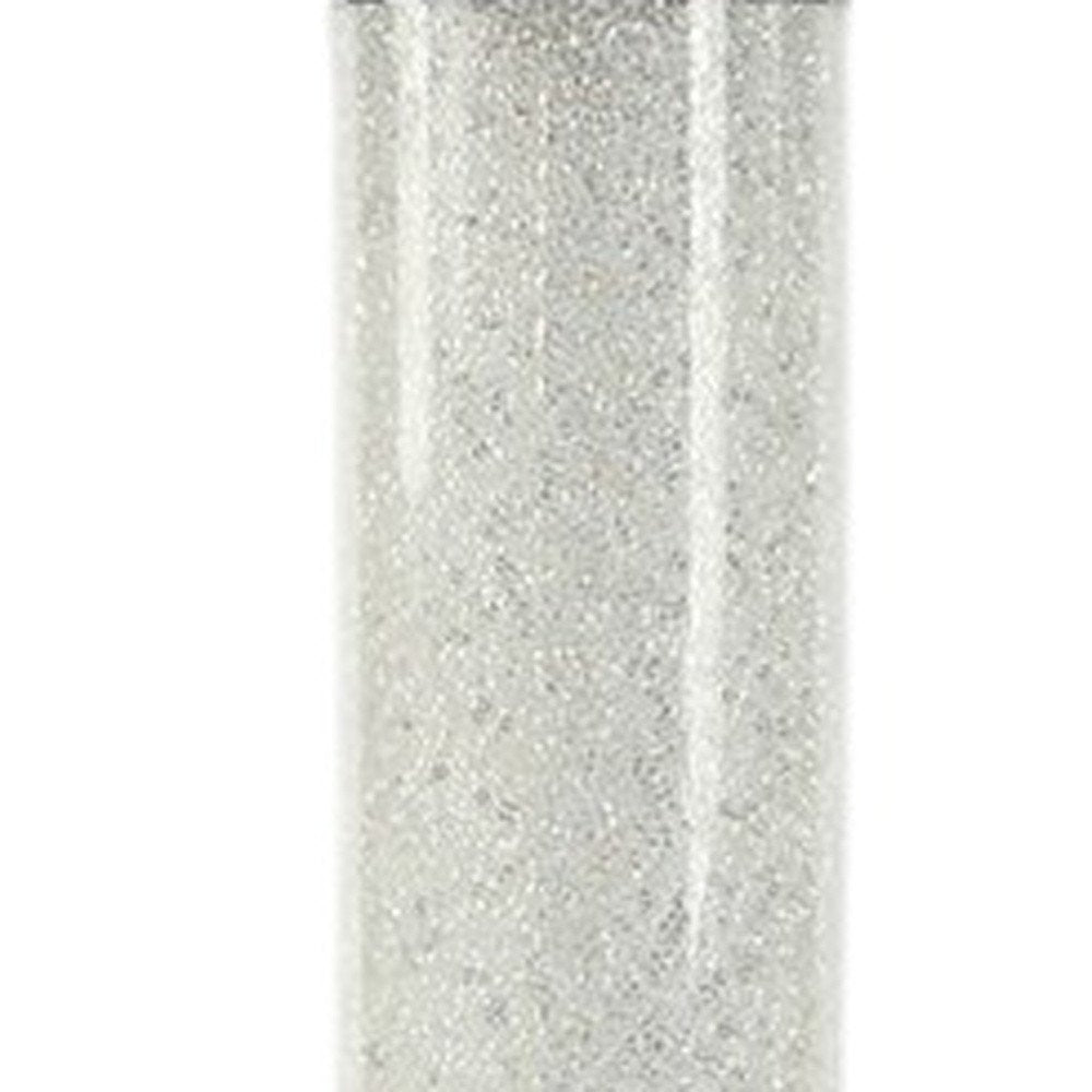 49" White Metal LED Column Floor Lamp With Clear Acrylic Drum Shade