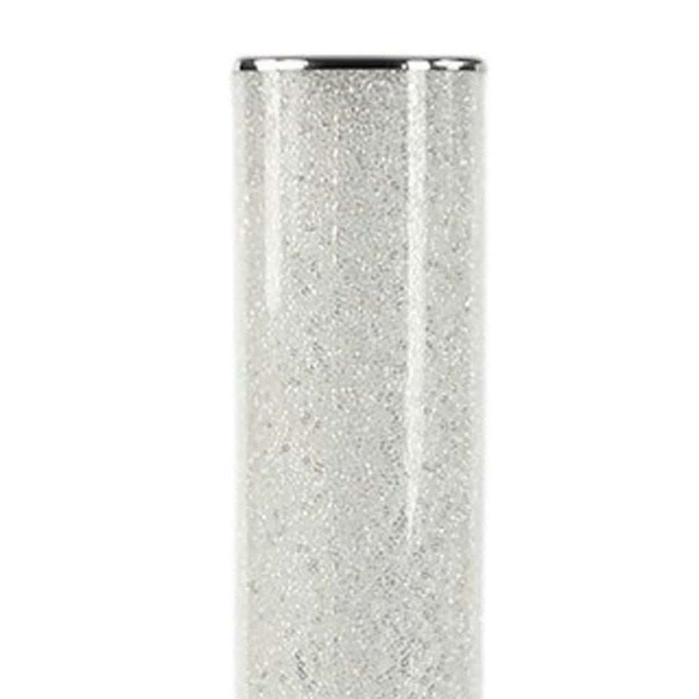 49" White Metal LED Column Floor Lamp With Clear Acrylic Drum Shade