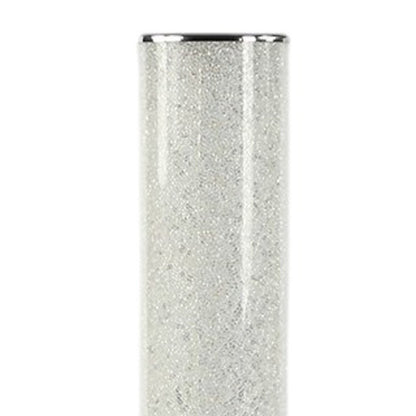 49" White Metal LED Column Floor Lamp With Clear Acrylic Drum Shade