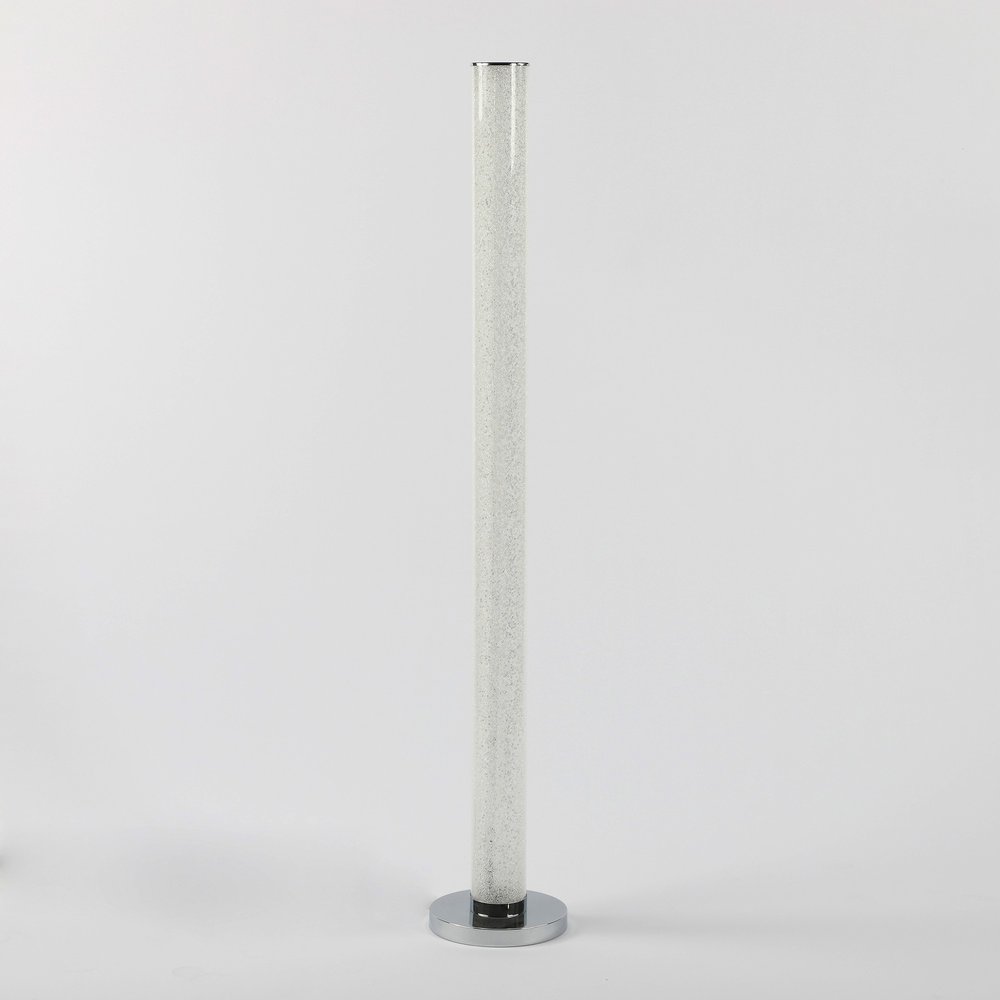 49" White Metal LED Column Floor Lamp With Clear Acrylic Drum Shade