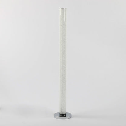 49" White Metal LED Column Floor Lamp With Clear Acrylic Drum Shade