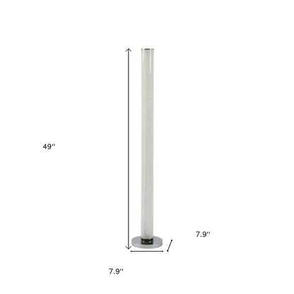 49" White Metal LED Column Floor Lamp With Clear Acrylic Drum Shade
