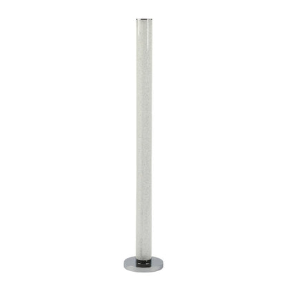 49" White Metal LED Column Floor Lamp With Clear Acrylic Drum Shade