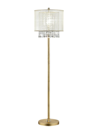 65" Gold And White Novelty Floor Lamp With White Fabric Drum Shade
