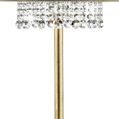 65" Gold And White Novelty Floor Lamp With White Fabric Drum Shade