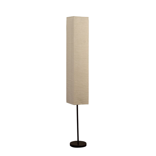 63" Black Column Floor Lamp With Off White Rectangular Paper Shade