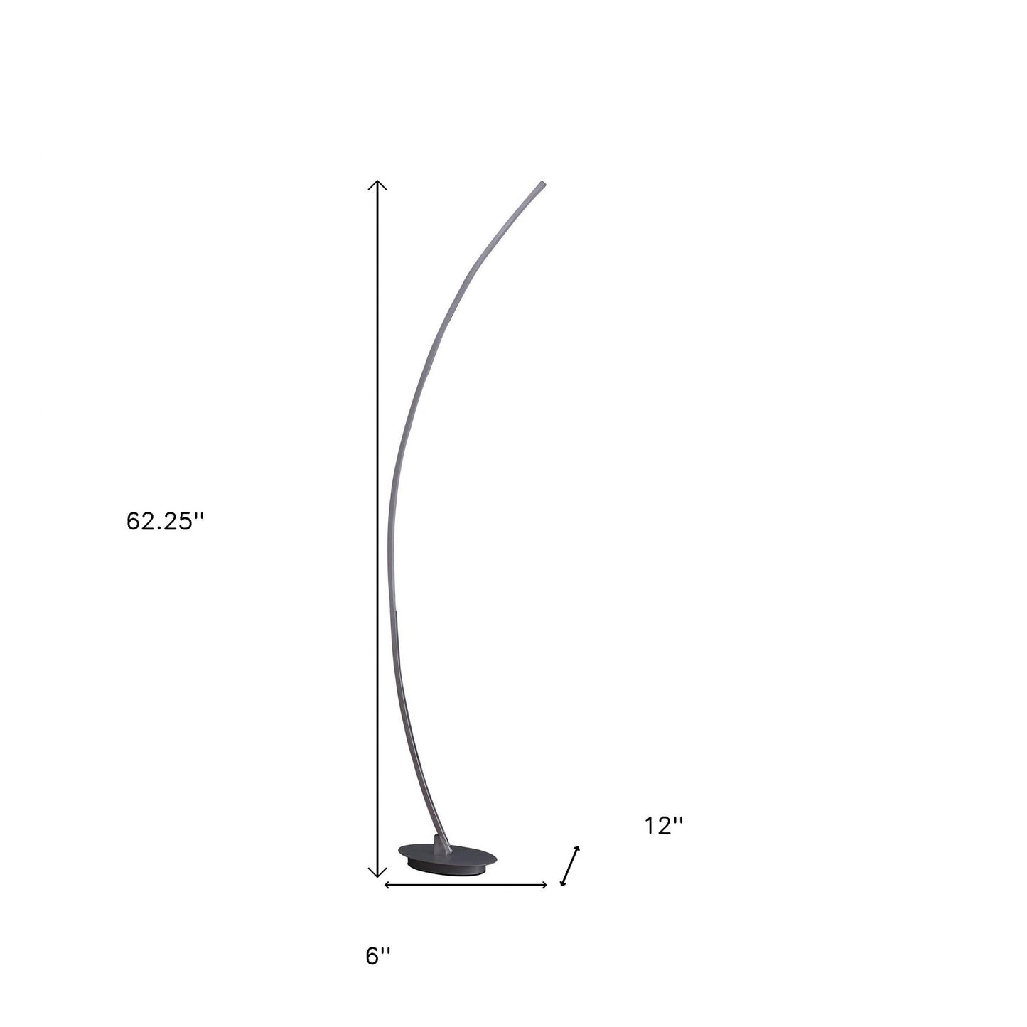 62" Silver And Soft White Arc LED Floor Lamp