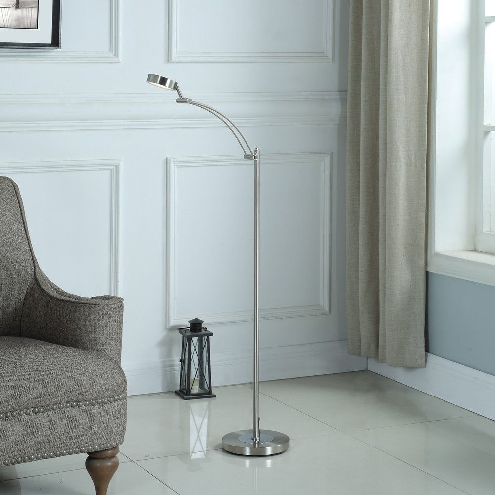 54" Silver Adjustable LED Task Floor Lamp With Silver