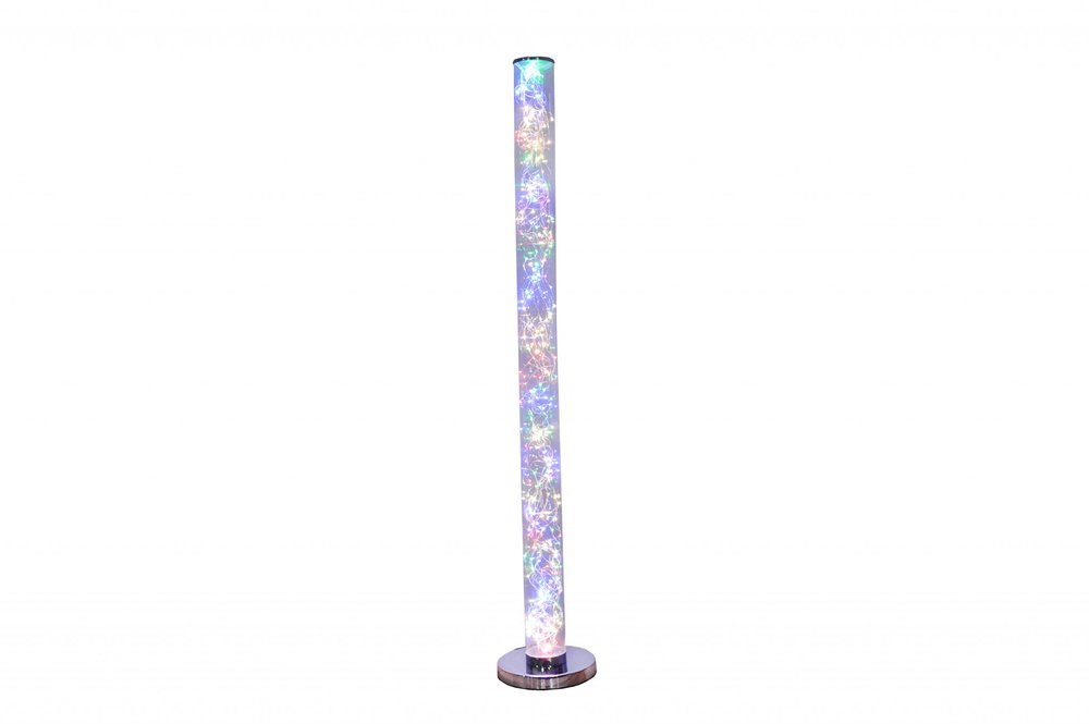 49" Silver LED Column Floor Lamp With Clear Acrylic Drum Shade