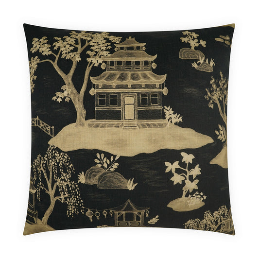 D.V. KAP HOME   24" x 24" Tang Pillow - Black Novelty, Traditional    - 4320-B-2424