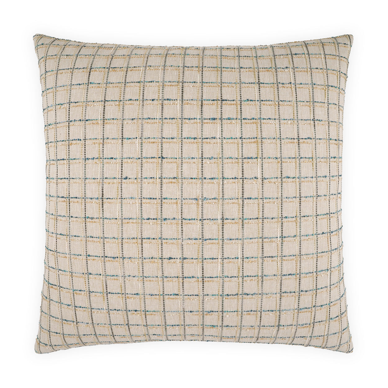 D.V. KAP HOME   24" x 24" Landis Pillow - Seabreeze Plaid - Check, Beach, Farmhouse    - 4321-S-2424