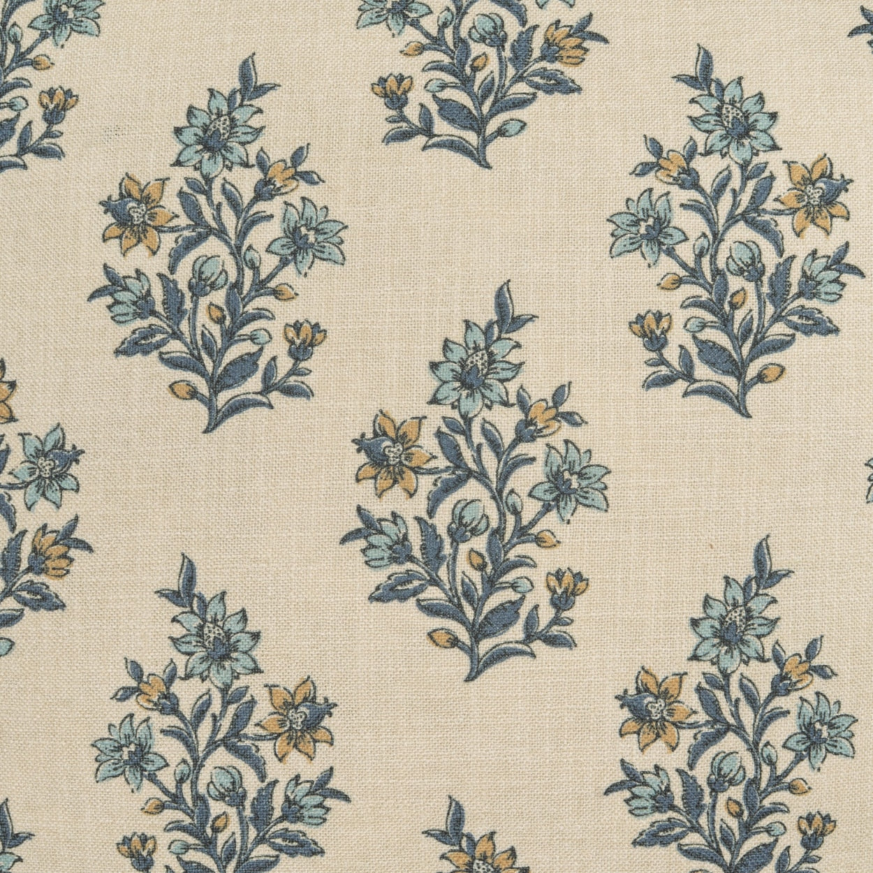 D.V. KAP HOME   24" x 24" Floren Pillow - Blue Floral, Traditional, Farmhouse    - 4347-B-2424