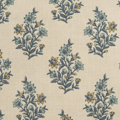 D.V. KAP HOME   24" x 24" Floren Pillow - Blue Floral, Traditional, Farmhouse    - 4347-B-2424