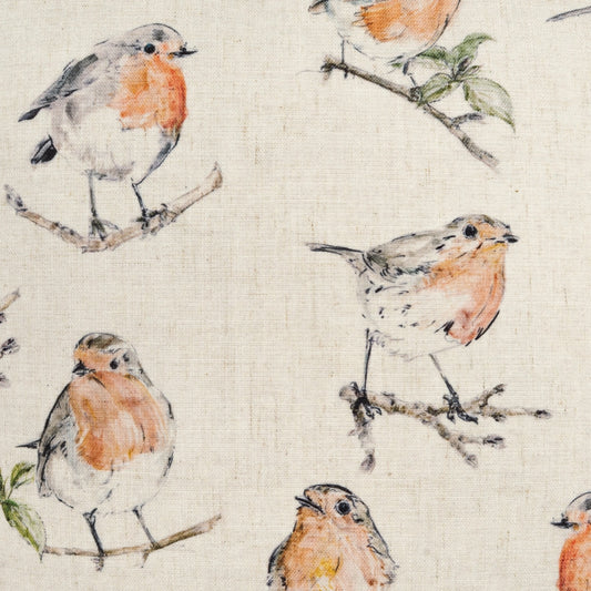 D.V. KAP HOME 4348-YARD Aviary Fabric Novelty, Animal, Traditional  Blue, Coral,Salmon   - Aviary