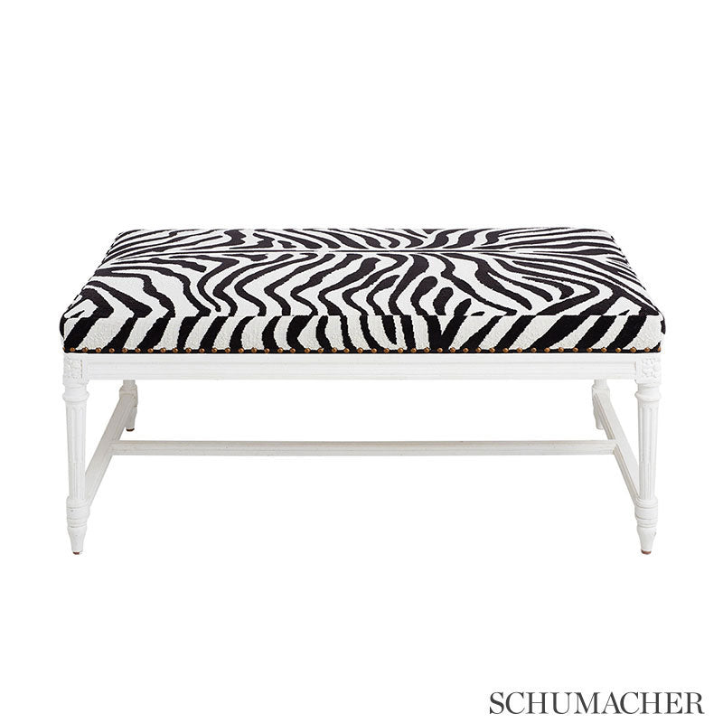Pattern-woven fabric swatch in java/ivory colorway with zebra-style animal print; high-performance.