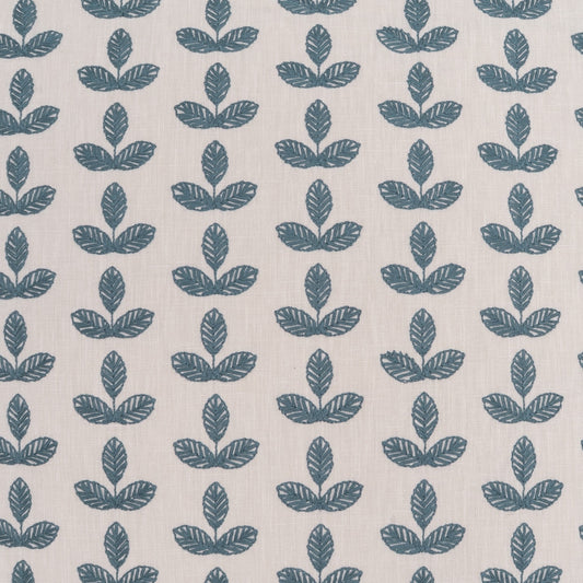 D.V. KAP HOME 4355-B-YARD Clemence Fabric - Blue Floral, Embroidery, Farmhouse  Slate Blue, Blue   - Clemence