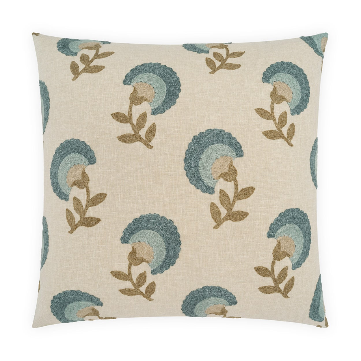 D.V. KAP HOME   24" x 24" Cassi Pillow Floral, Embroidery, Traditional, Farmhouse    - 4359-2424
