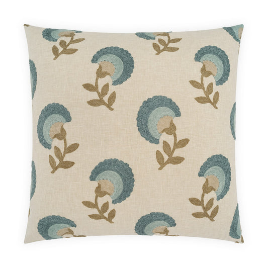 D.V. KAP HOME   24" x 24" Cassi Pillow Floral, Embroidery, Traditional, Farmhouse    - 4359-2424
