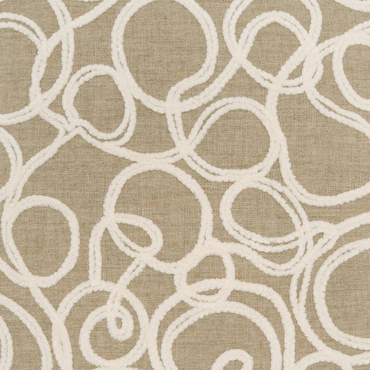 D.V. KAP HOME 4360-YARD Ovalu Fabric Modern, Abstract, Geometric, embroidery  Tan   - Ovalu