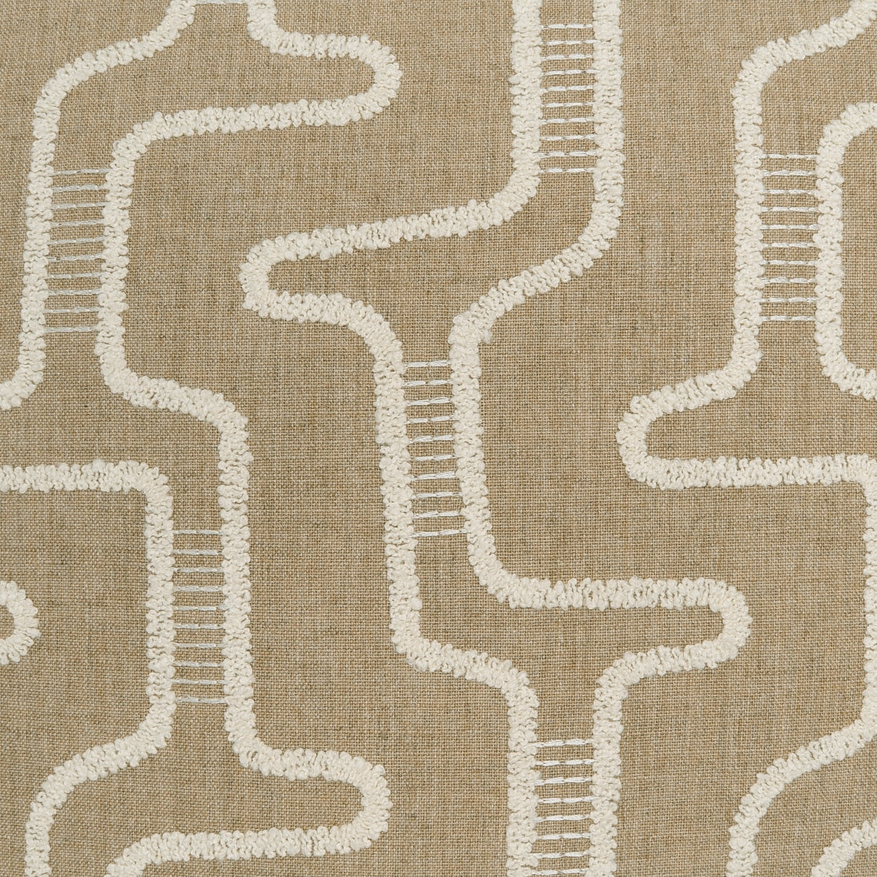 D.V. KAP HOME 4361-YARD Mazeo Fabric Modern, Abstract, Geometric, Global, embroidery  Tan   - Mazeo